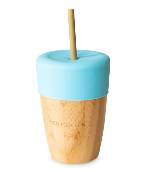 Bamboo Cup with Silicone Topper Blue