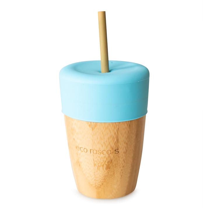Bamboo Cup with Silicone Topper Blue