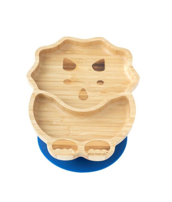 BAMBOO SUCTION PLATE – DINOSAUR Navy Blue
