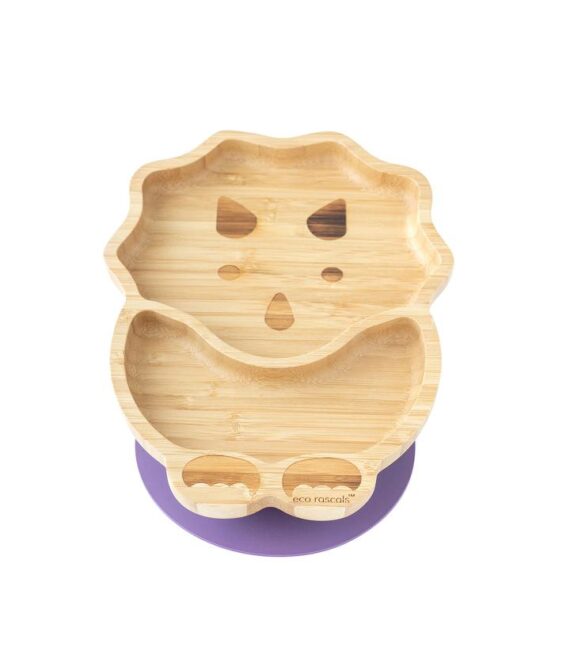 BAMBOO SUCTION PLATE – DINOSAUR Purple
