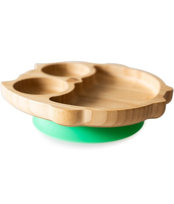 BAMBOO SUCTION PLATE – Owl Green