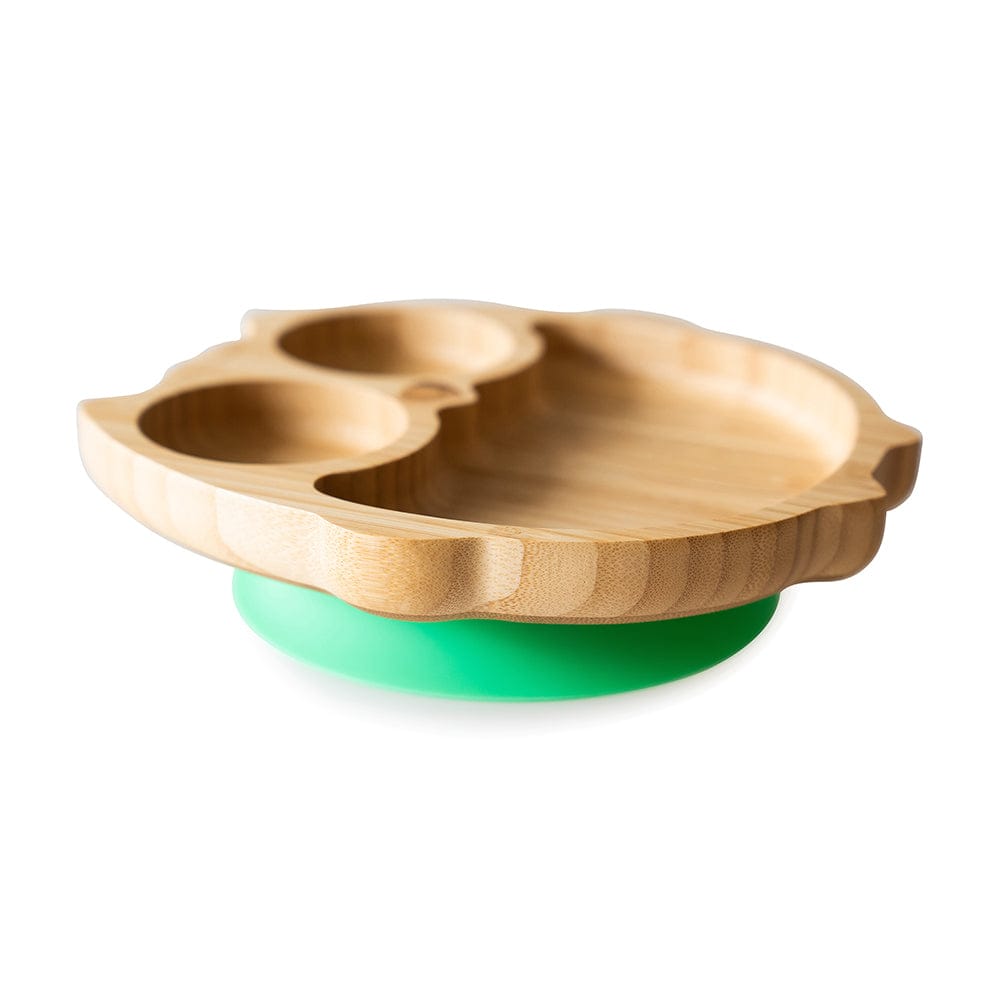 BAMBOO SUCTION PLATE – Owl Green