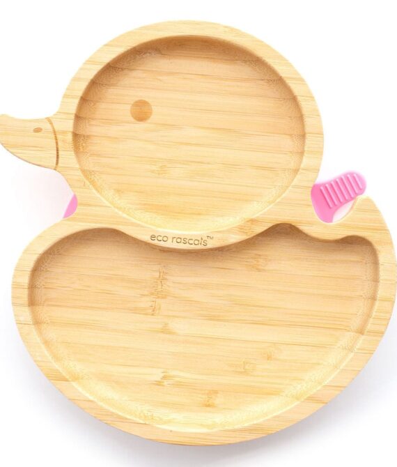 BAMBOO SUCTION PLATE – Duck Pink