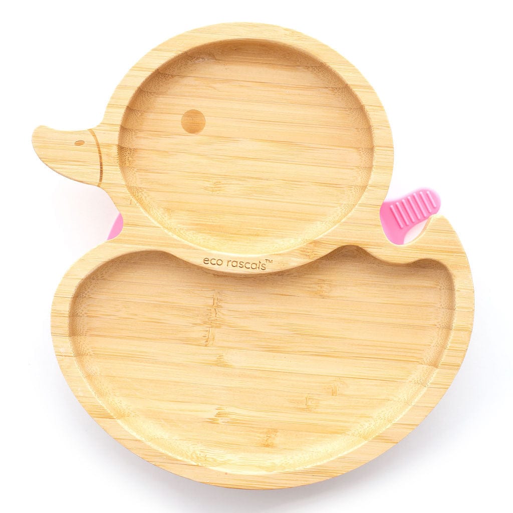 BAMBOO SUCTION PLATE – Duck Pink