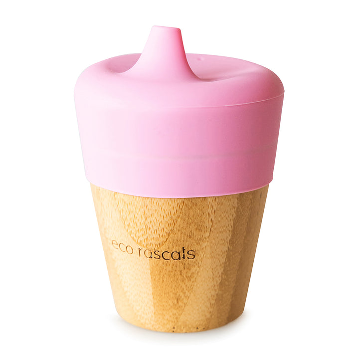 BAMBOO CUP WITH SIPPY FEEDER PINK