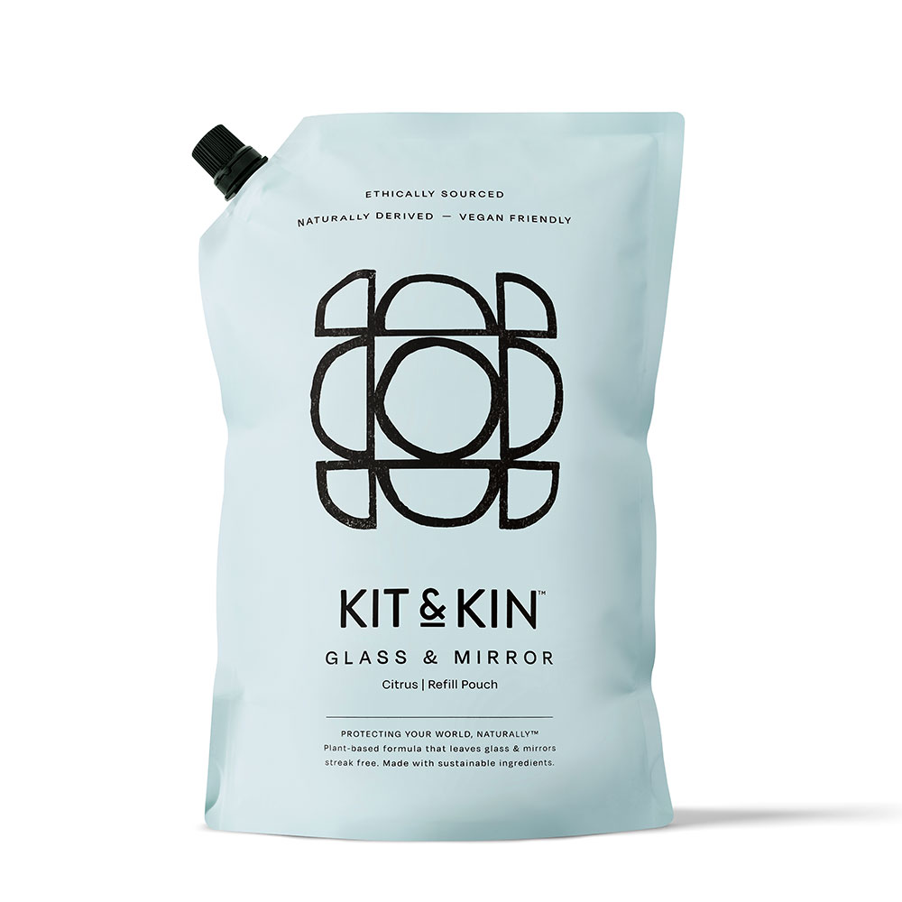 Kit & Kin Glass & Mirror Cleaner Citrus 1L Refill Pouch