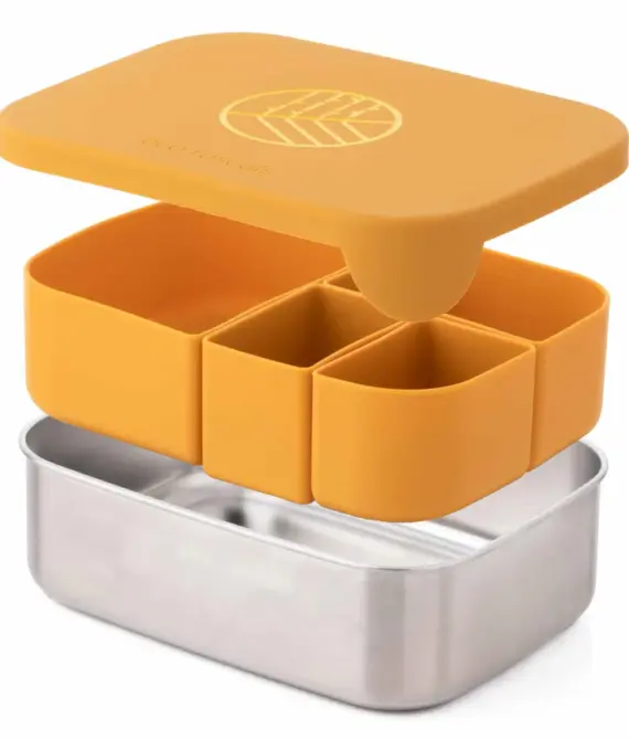 Large Stainless Steel Classic Lunchbox with 4 Organisers – Mustard